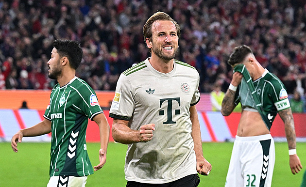 Bayern deklasoval Brémy a je dál stoprocentní, Kane vstřelil stý gól za klub